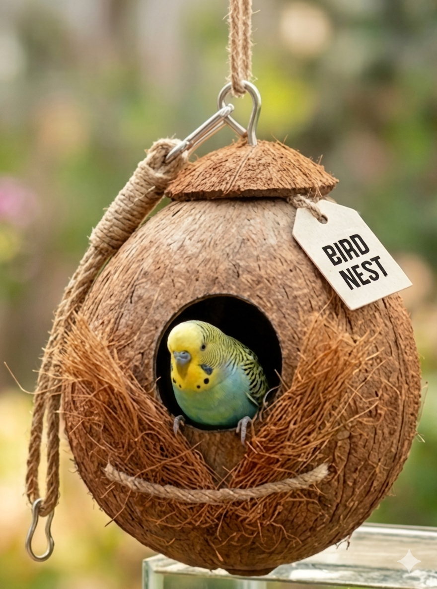 Customizable Eco-friendly natural coconut shell handmade pet decors.